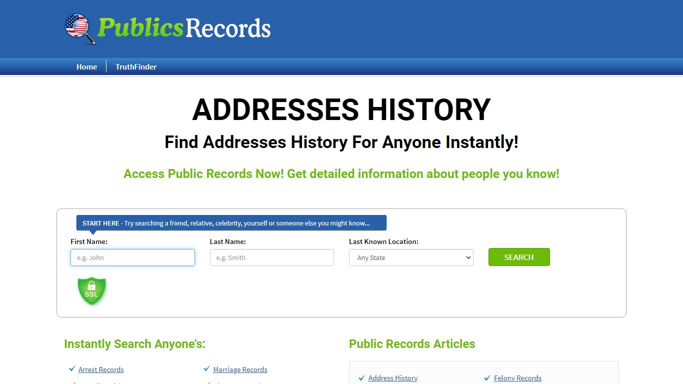 Find Addresses History For Anyone - publicsrecords.com